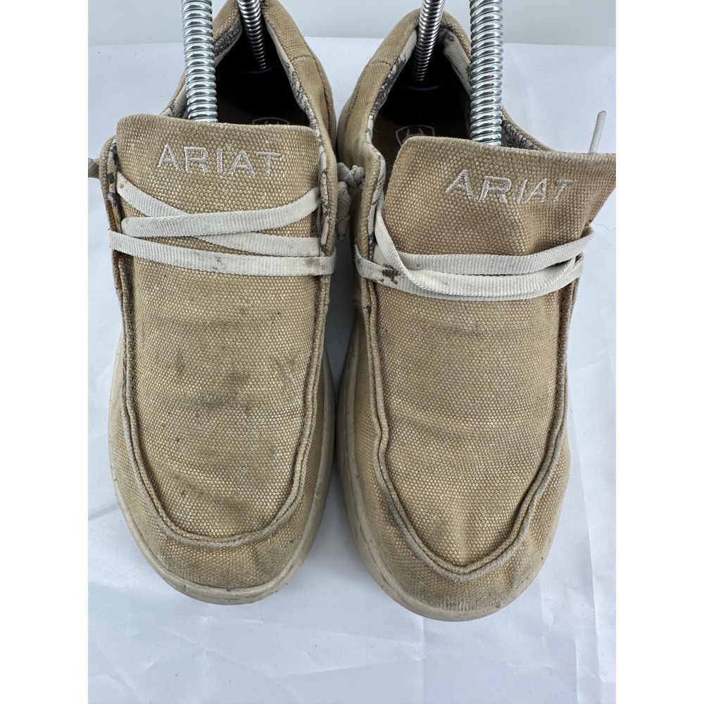 Ariat Hilo Women 7B Tan Canvas Slip On Moc Toe Loafers Shoes 10040280 Khaki